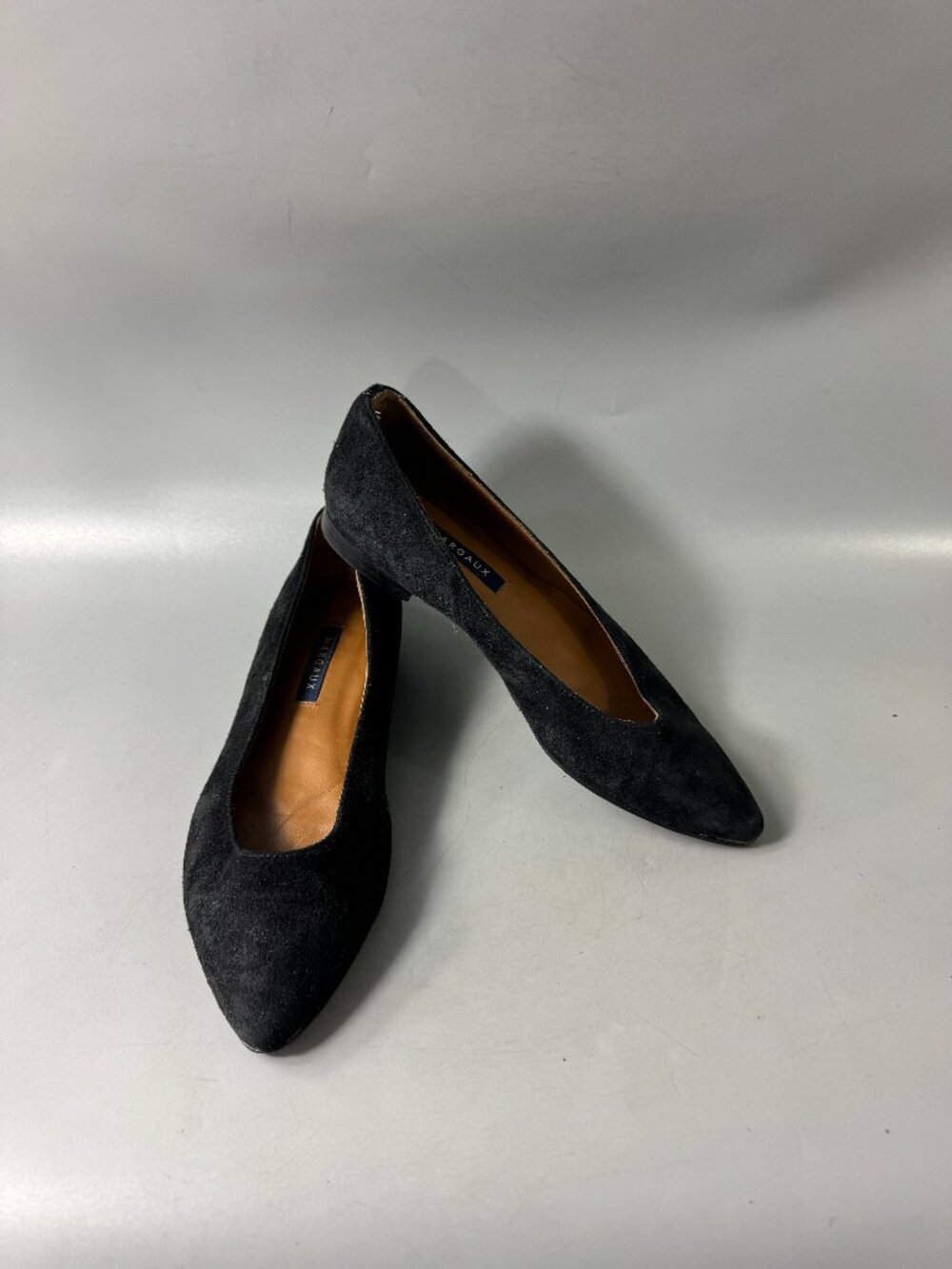 Margaux Black Suede Flats, Size 37